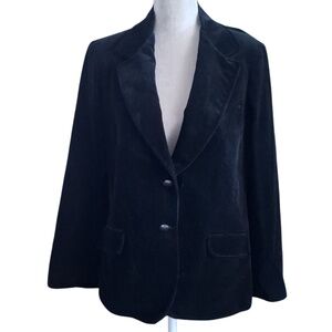 VTG 90s Retro Black Velvet Blazer Dark Academia Preppy Mr. Bean Jacket Sz M